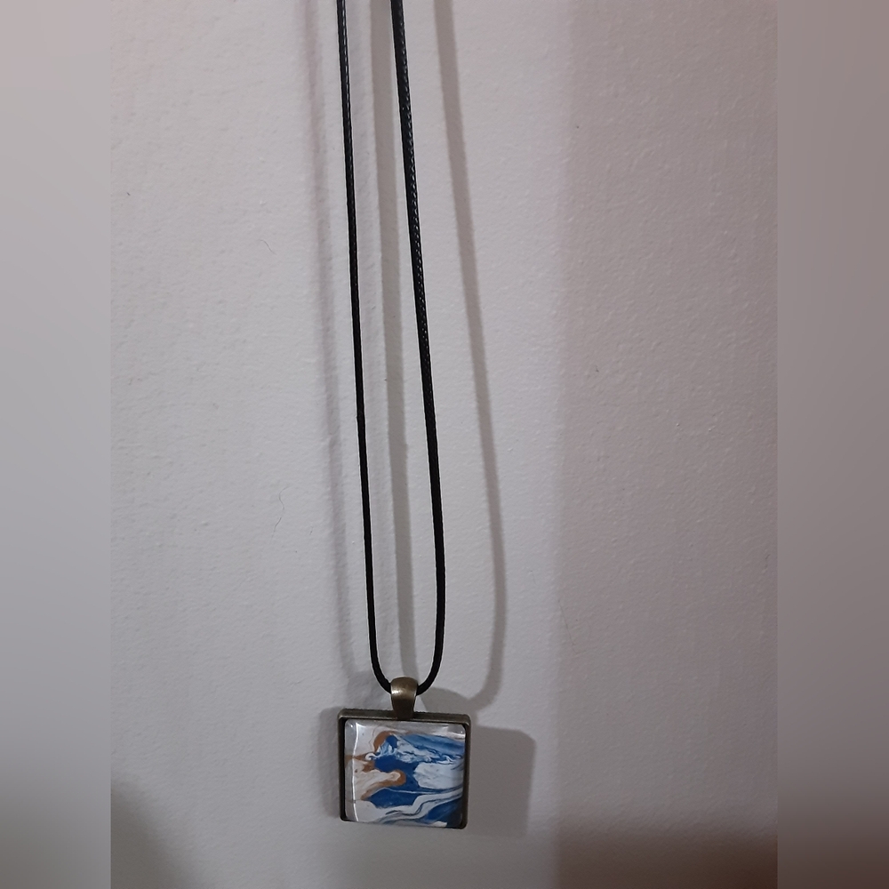 Abstract Pendant Necklace with Black Cord
